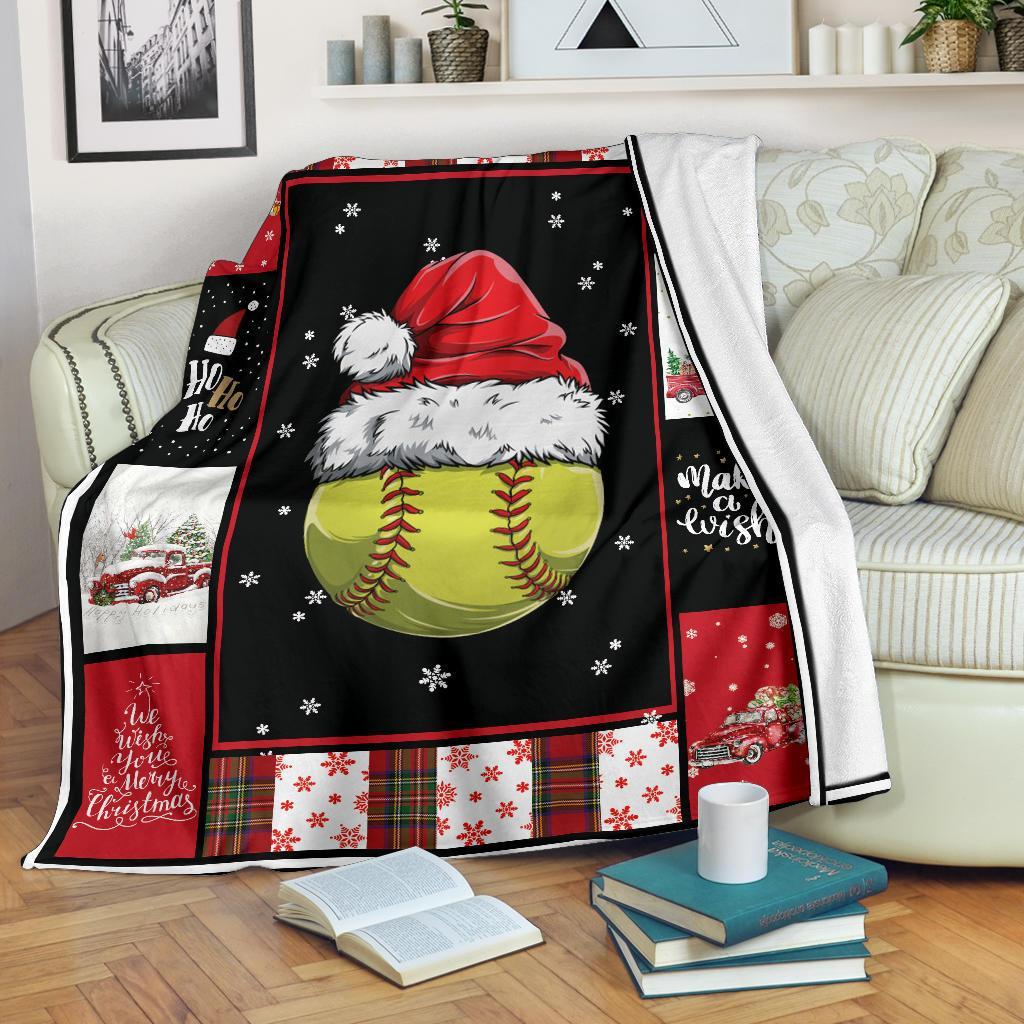 litzzy Sport Santa Xmas Fleece Blanket - Lath2011201 Quilt Blanket SOFTBALL 60 x 80 
