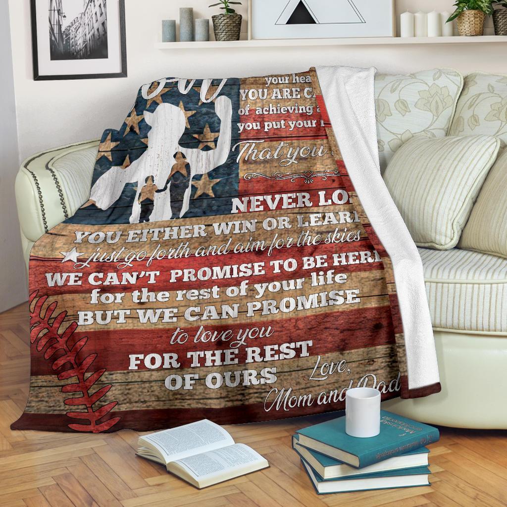litzzy Personalized Baseball To Our Son Flag Fleece Blanket - Tltm2811201 Quilt Blanket   
