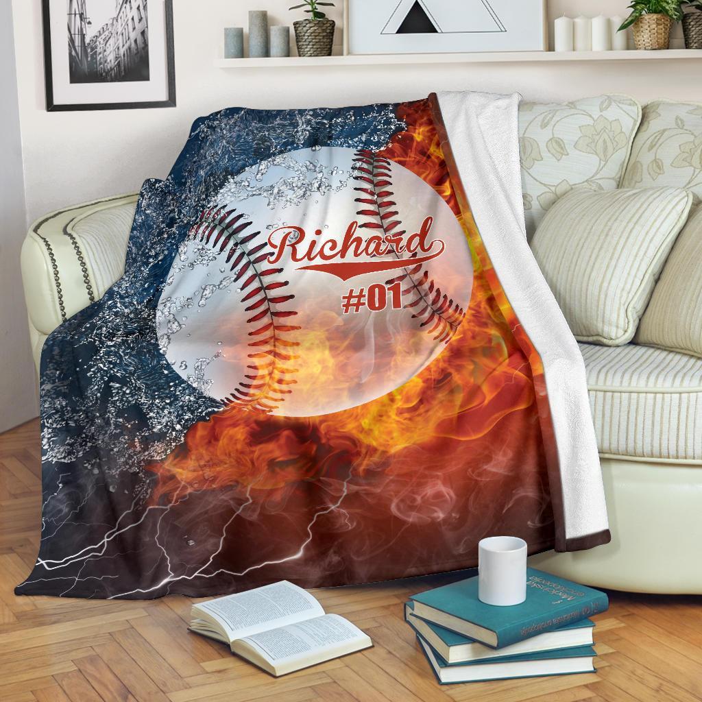 litzzy Personalized Sport Water Fire Fleece Blanket - Lath1611204 Quilt Blanket BASEBALL 50 x 60 