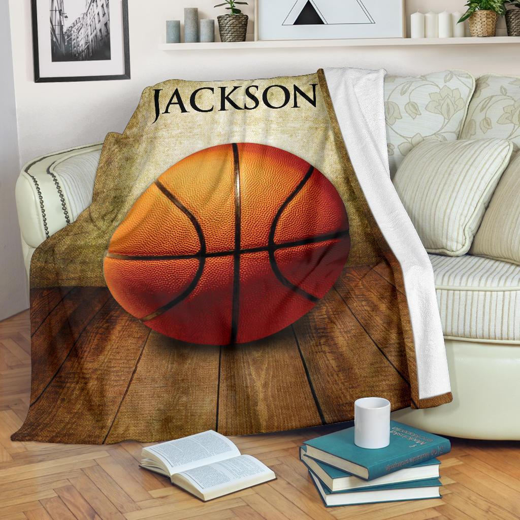 litzzy Personalized Basketball Wood Vintage Fleece Blanket - Tlno0920112 Quilt Blanket   