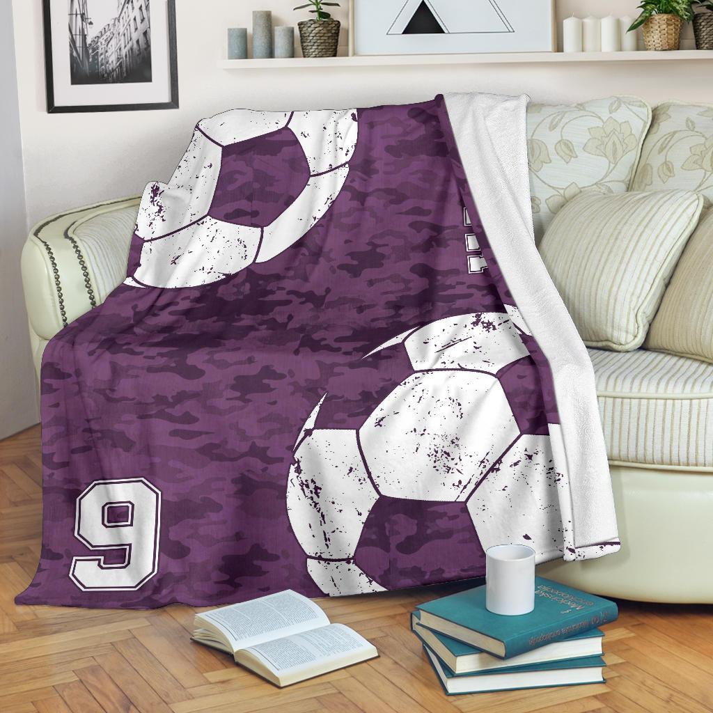 litzzy Personalized Soccer Camouflage Collection Fleece Blanket - Tlnh0911202 Quilt Blanket PURPLE 50 x 60 