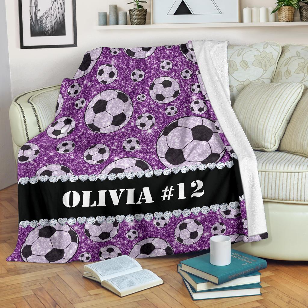 litzzy Personalized Soccer Glitter Fleece Blanket - Tlnh1311203 Quilt Blanket   