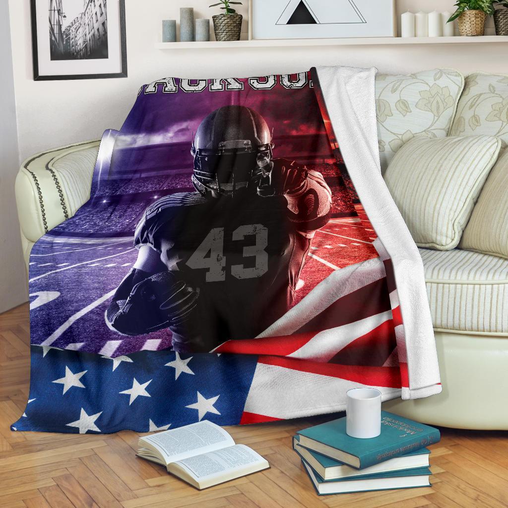 litzzy Personalized American Football Player Fleece Blanket - Tlnh012201 Quilt Blanket   