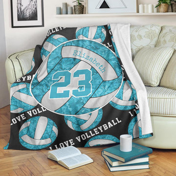 litzzy Turquoise Blue White - I Love Vlb Collection Fleece Blanket - Ty0611202 Quilt Blanket 50x60  