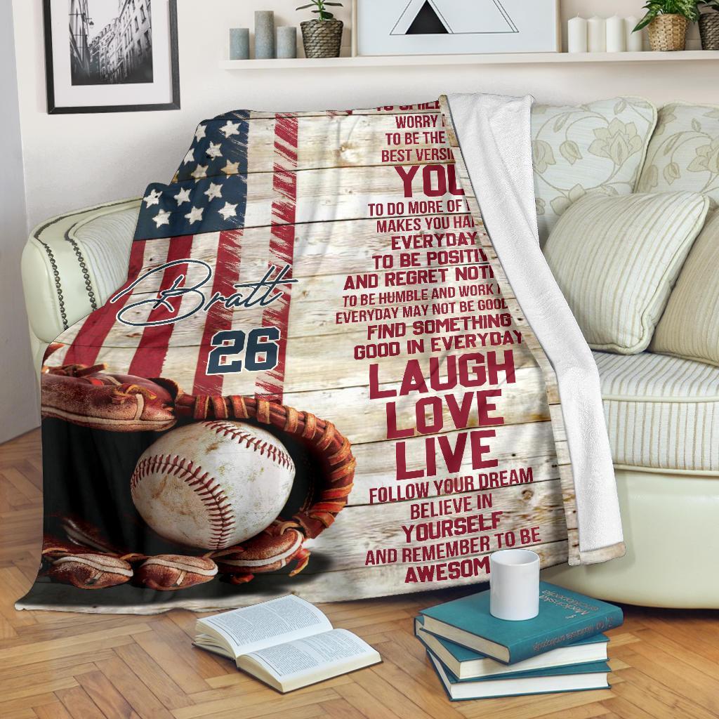 litzzy Personalized Baseball Today Is A Good Day Fleece Blanket - Tlnb1011201 Quilt Blanket   