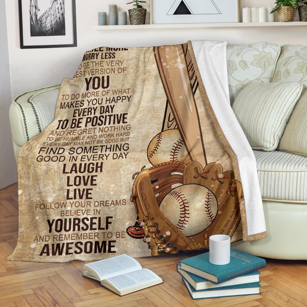 litzzy Today Is A Good Day Baseball Fleece Blanket - Lath0212204 Quilt Blanket   