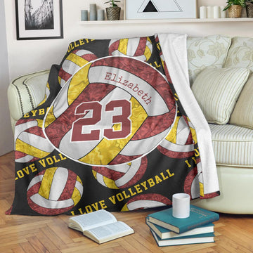 litzzy Maroon Gold White - I Love Vlb Collection Fleece Blanket - Ty0611202 Quilt Blanket 50x60  