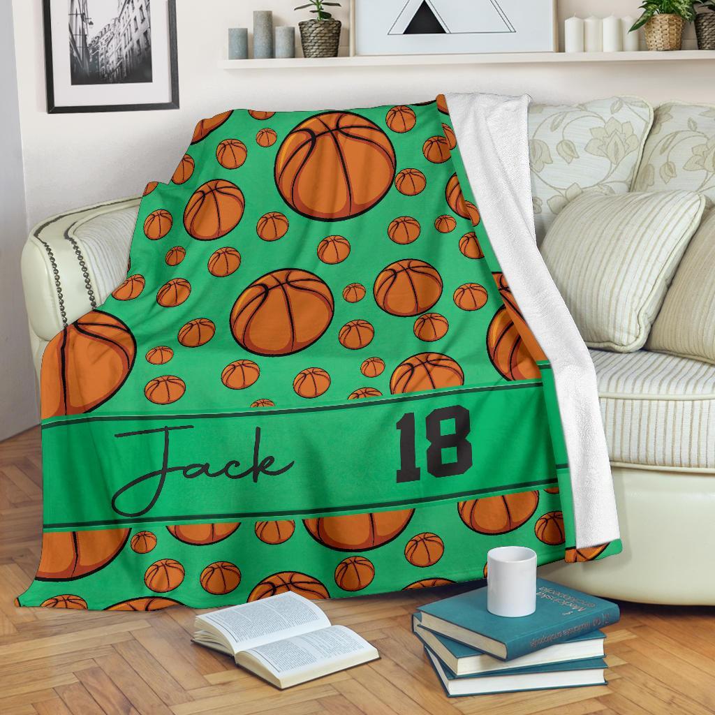 litzzy Personalized Basketball Collection Fleece Blanket - Tltm1211203 Quilt Blanket GREEN 60 X 80 