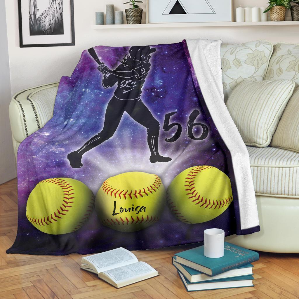 litzzy Personalized Softball Fleece Blanket - Lath2311202Ki Quilt Blanket   