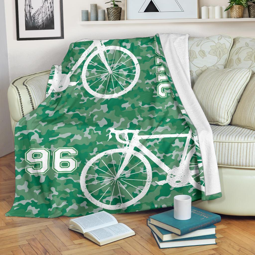litzzy Personalized Cycling Camo Fleece Blanket - Lath1911203 Quilt Blanket   