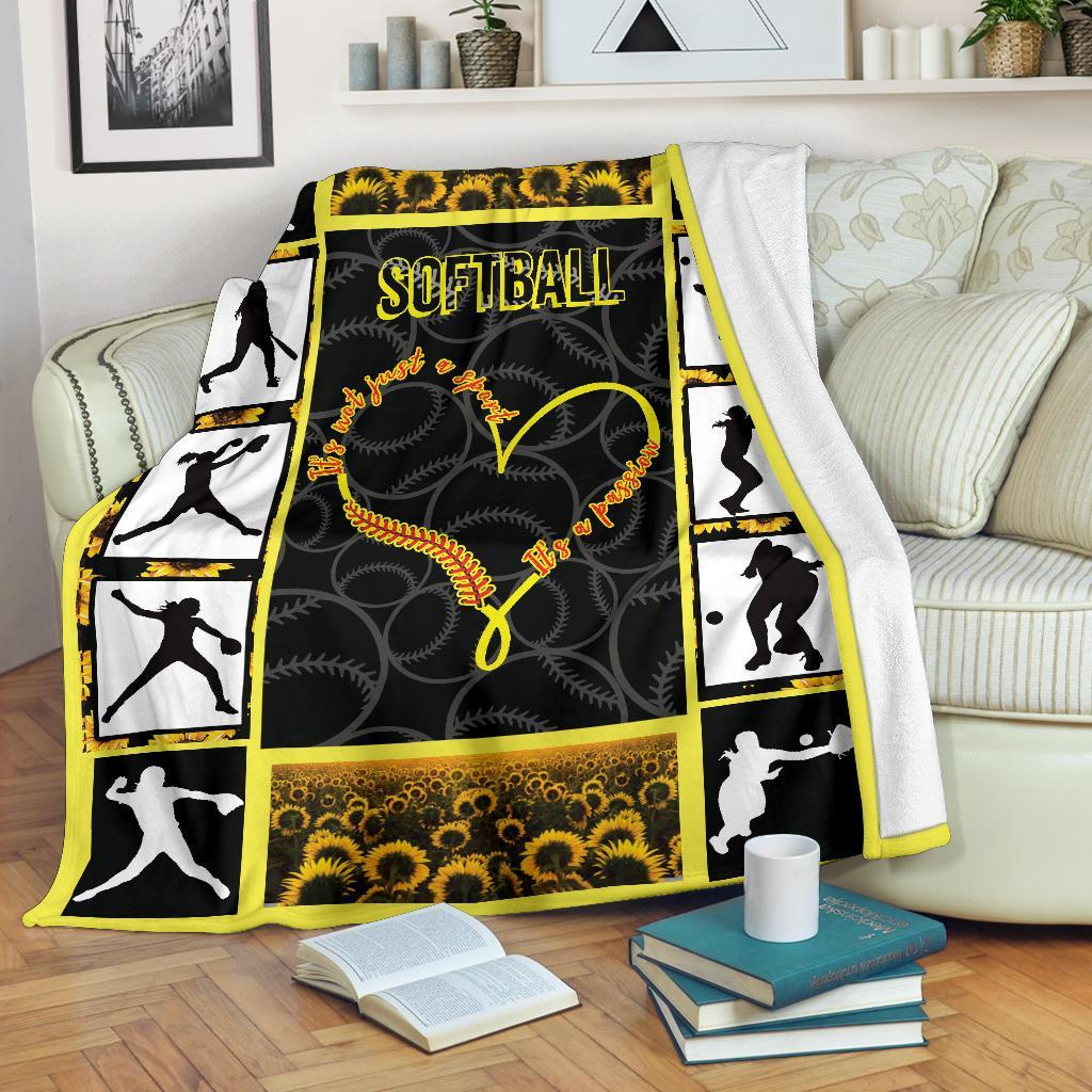 litzzy Softball It'S A Passion Fleece Blanket - Latg3011201 Quilt Blanket   
