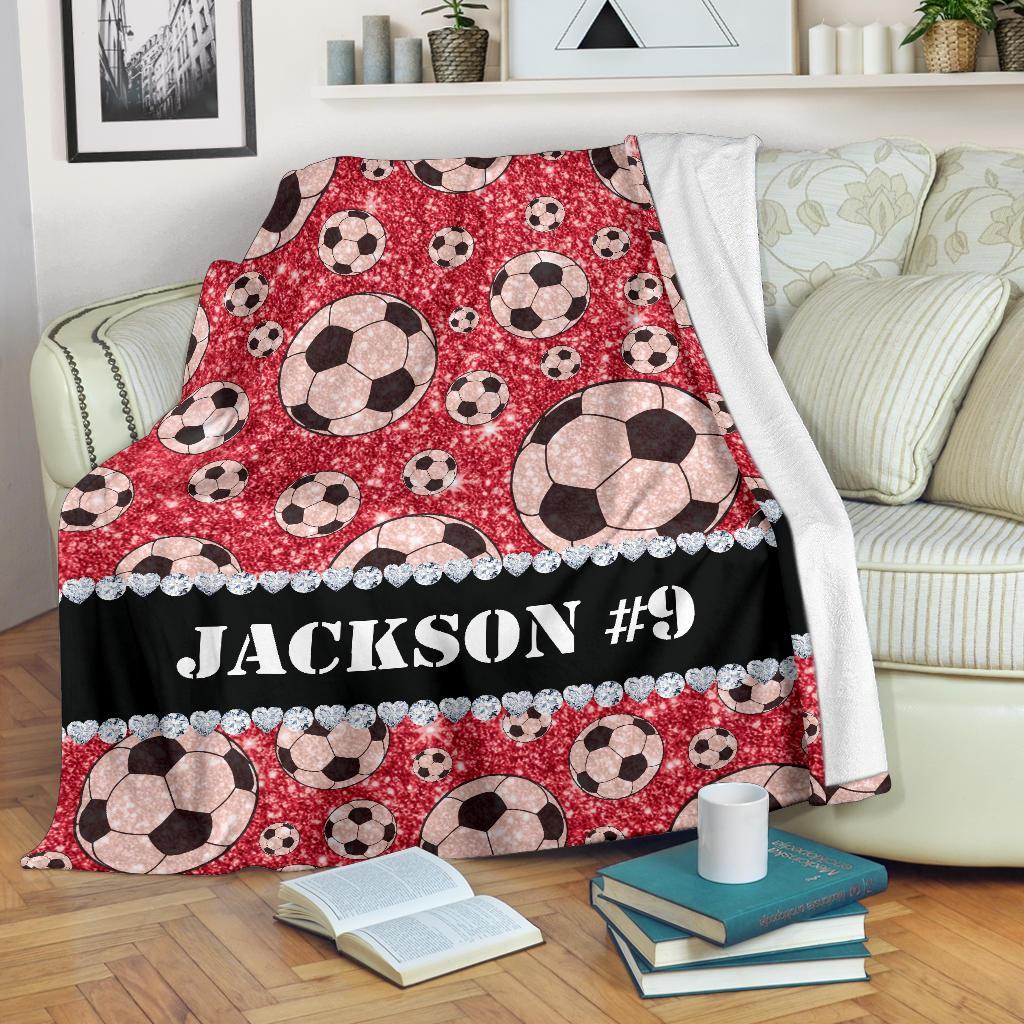 litzzy Personalized Soccer Glitter Fleece Blanket - Tlnh1311203 Quilt Blanket   