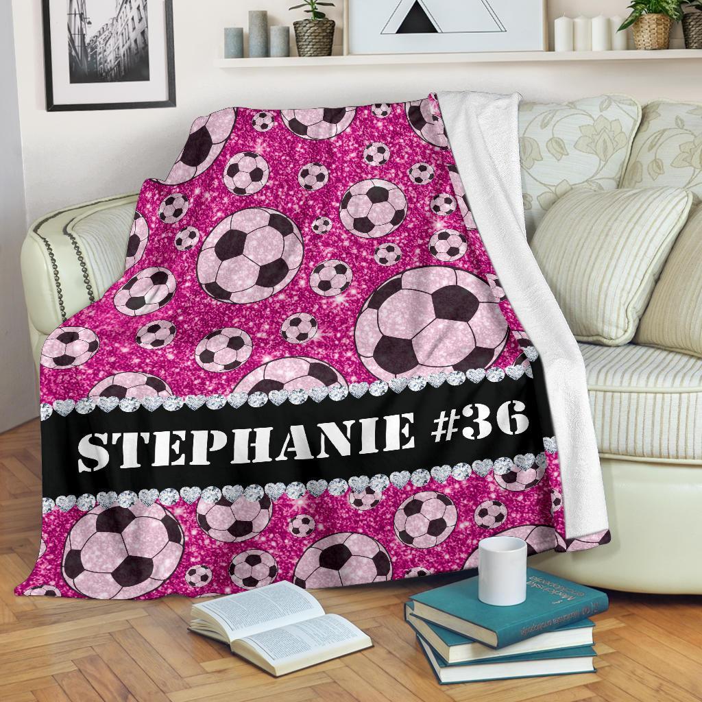 litzzy Personalized Soccer Glitter Fleece Blanket - Tlnh1311203 Quilt Blanket   