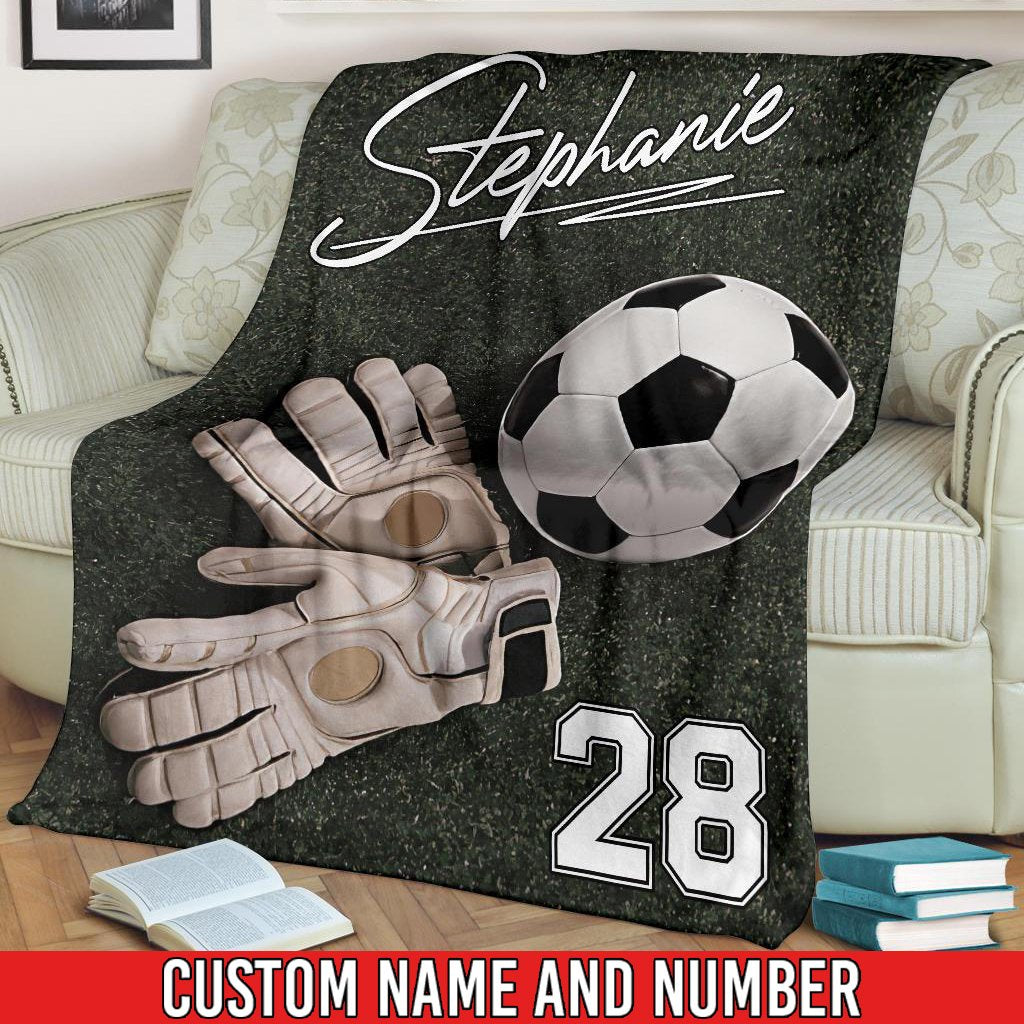 litzzy Personalized Soccer Ball Fleece Blanket - Nh0911205 Quilt Blanket 60x80  