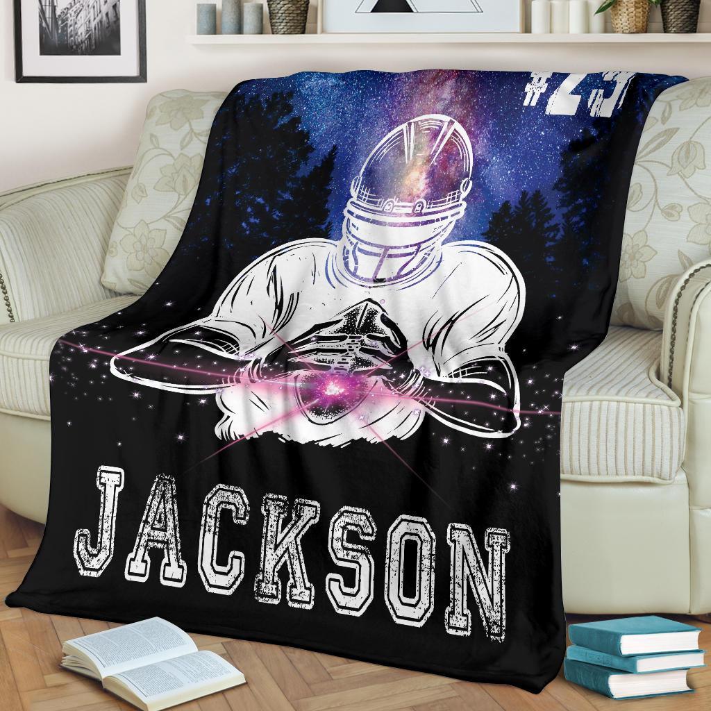 litzzy Personalized Football Galaxy Fleece Blanket - Laci2011201Ki Quilt Blanket   
