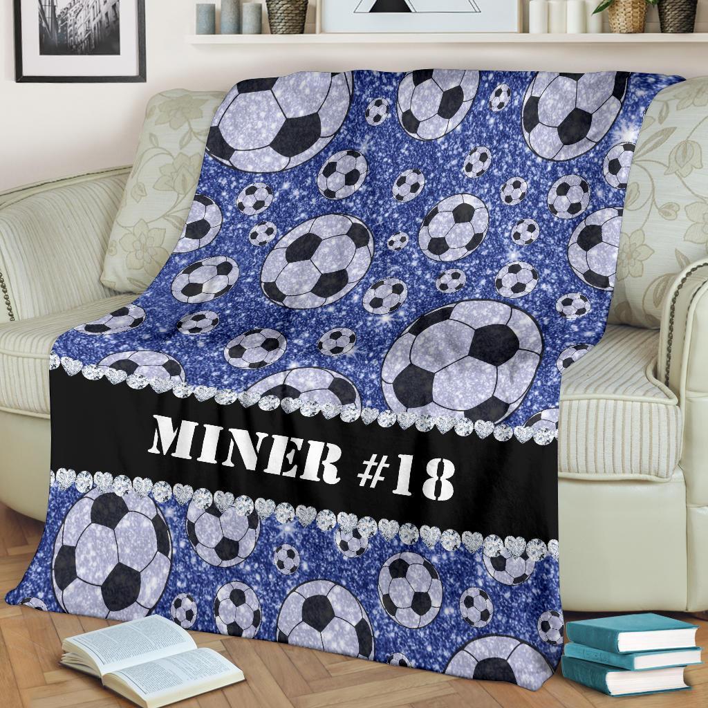 litzzy Personalized Soccer Glitter Fleece Blanket - Tlnh1311203 Quilt Blanket BLUE 50 X 60 