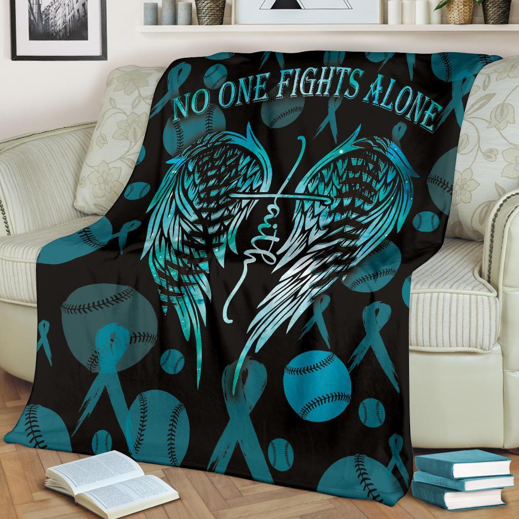 litzzy No One Fights Alone Ball Fleece Blanket - Lath3011203 Quilt Blanket OVARIAN CANCER AWARENESS 60 X 80 