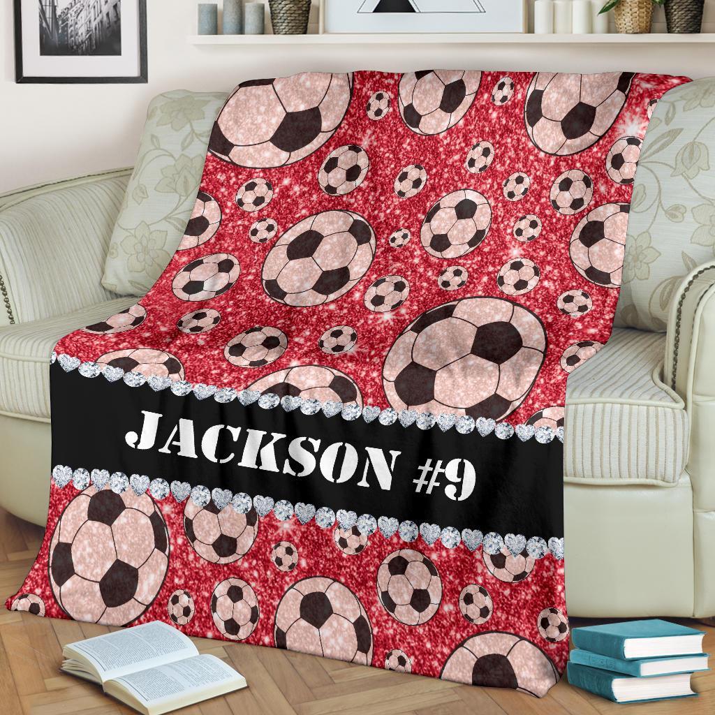 litzzy Personalized Soccer Glitter Fleece Blanket - Tlnh1311203 Quilt Blanket   