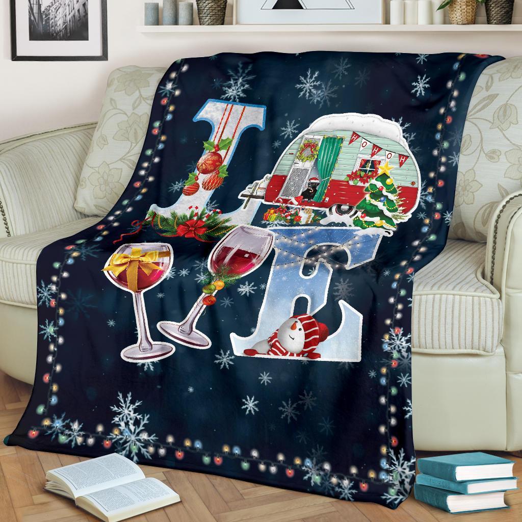 litzzy Camping Christmas Fleece Blanket - Latg1311201Ki Quilt Blanket 60x80  