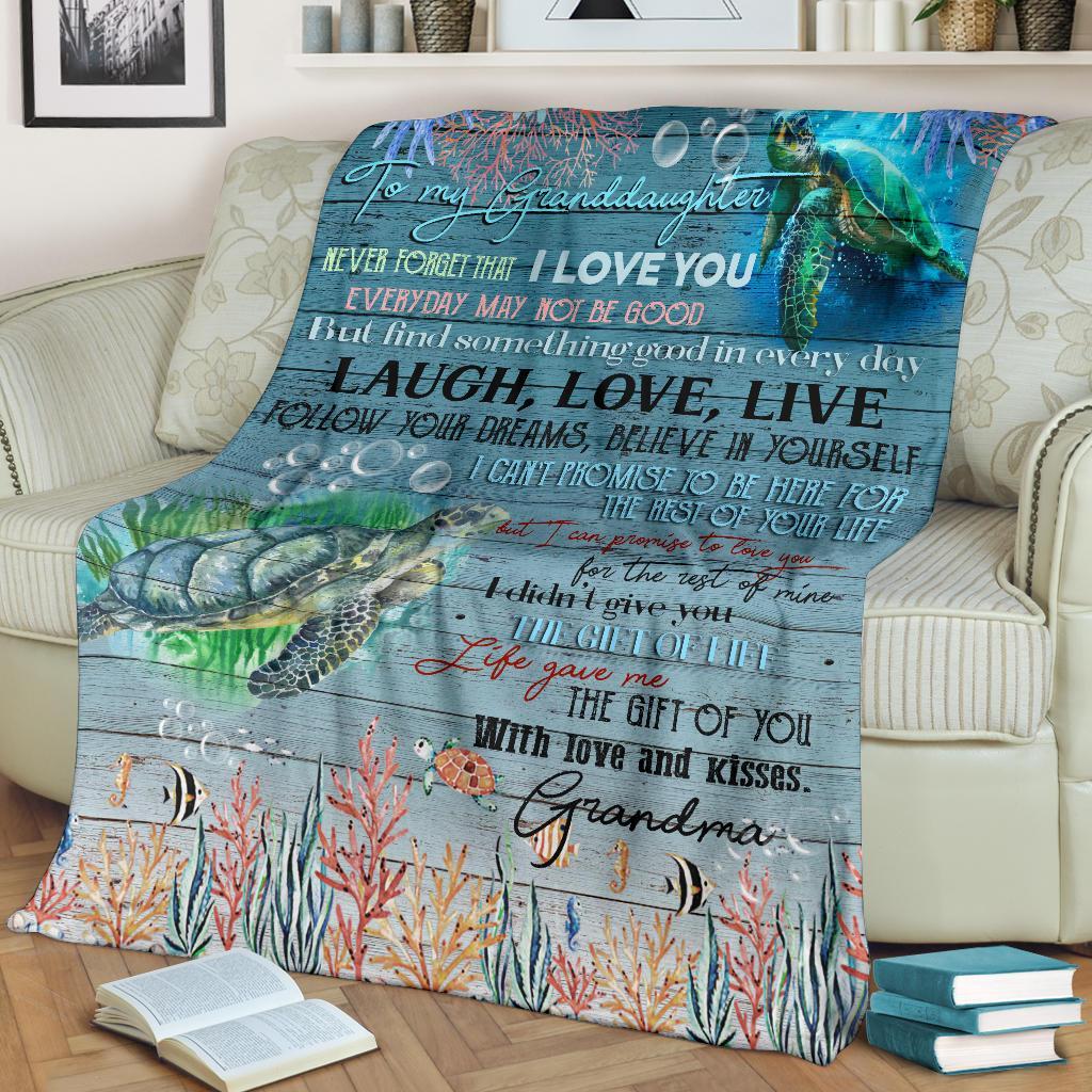 litzzy Turtle Granddaughter Never Forget That Ily B09 080402Ki Quilt Blanket   