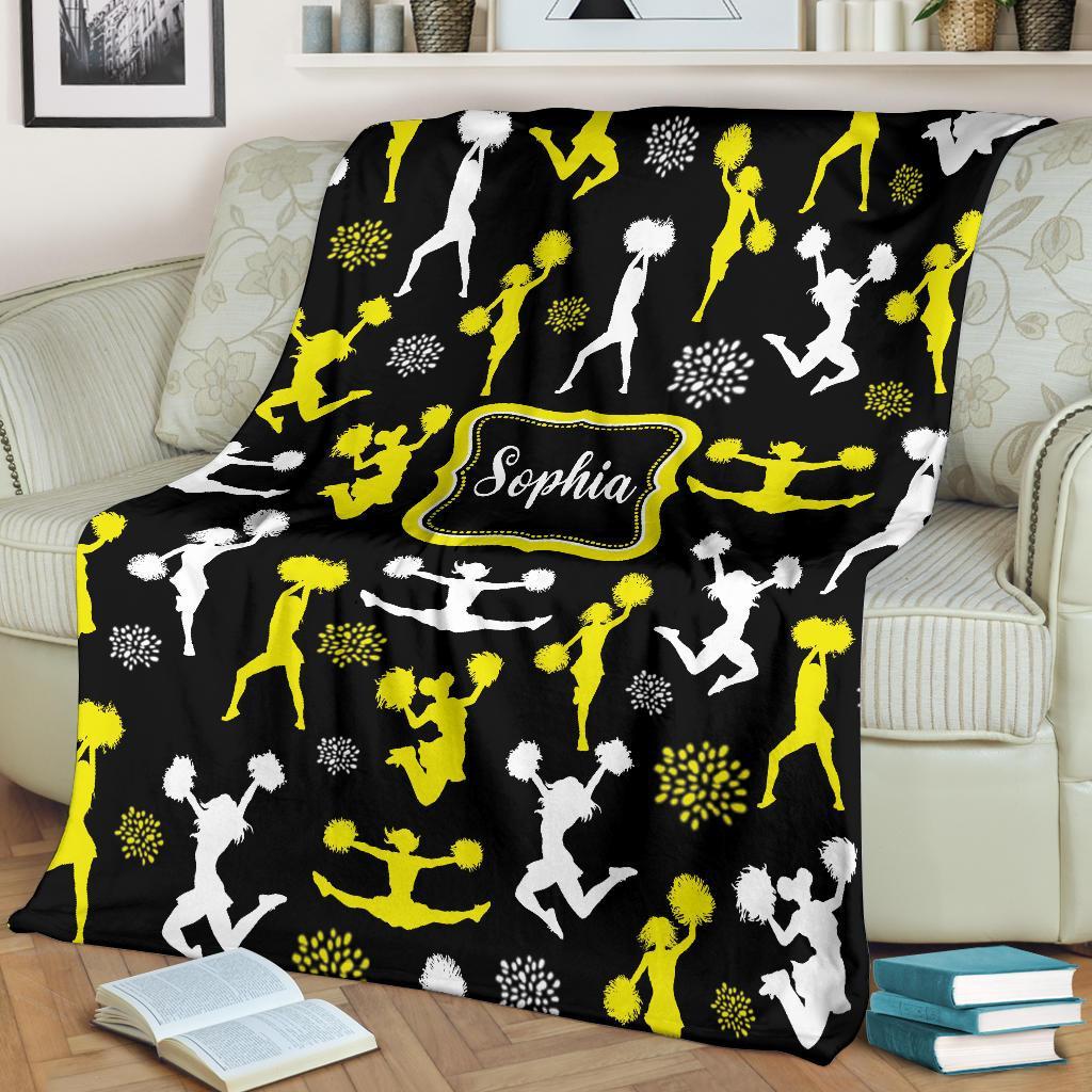 litzzy Personalized Cheerleader Collection Fleece Blanket - Tlnb1711201 Quilt Blanket YELLOW WHITE 50 X 60 