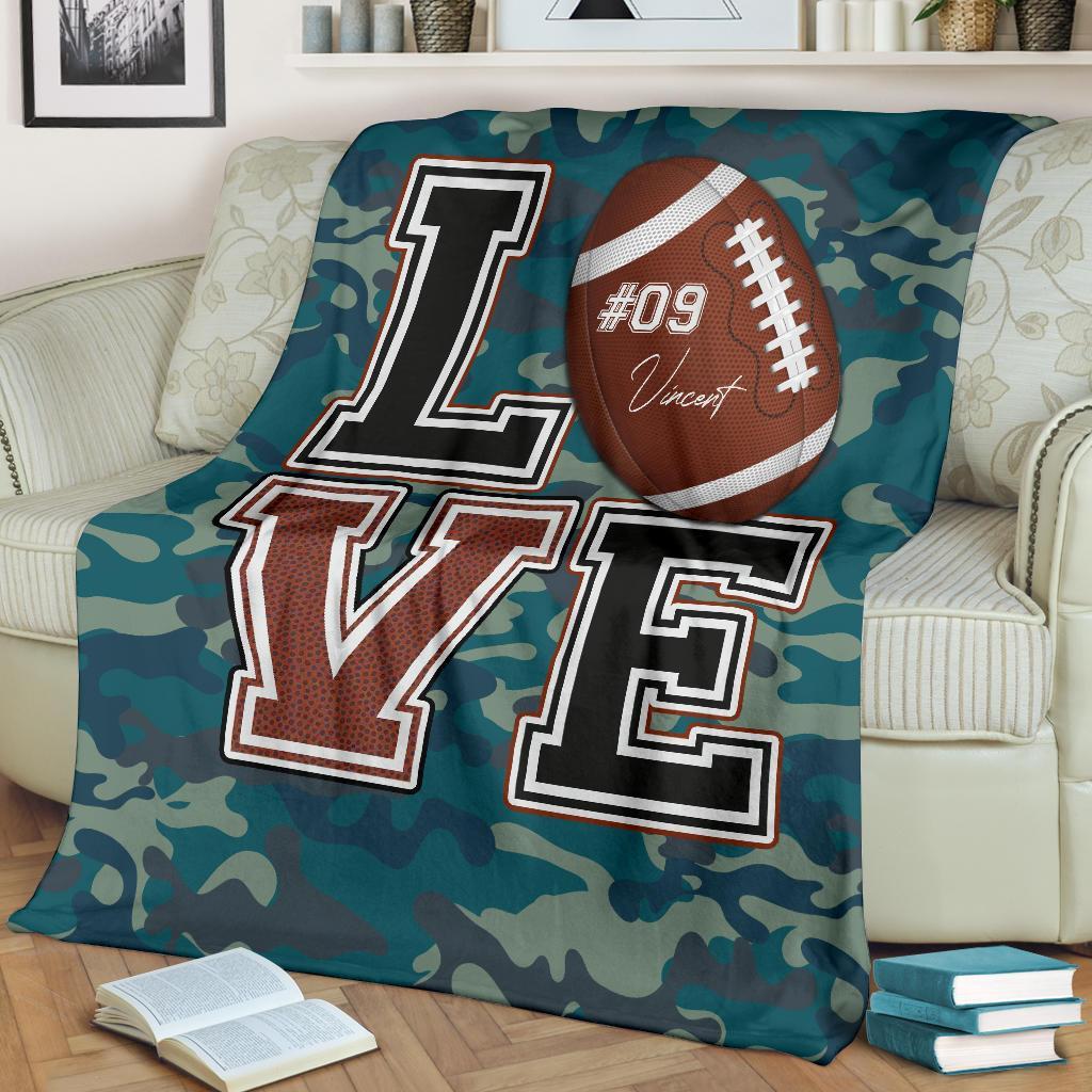 litzzy Personalized Love Football Fleece Blanket - Lath2411204 Quilt Blanket   