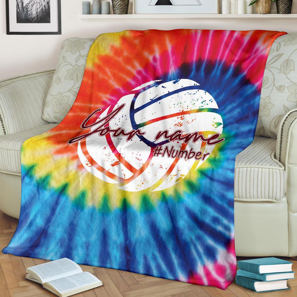 litzzy Personalized Volleyball Tie Dye Fleece Blanket - Tlno0212201 Quilt Blanket   