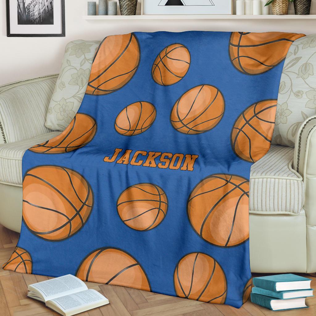 litzzy Collection Personalized Basketball Pattern Fleece Blanket - Nh0911201 Quilt Blanket BLUE 60 X 80 