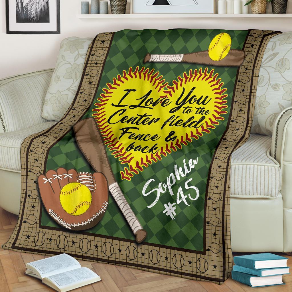 litzzy Personalized Sb I Love You To The Centerfield And Back Fleece Blanket - Tlno1411201Ki Quilt Blanket   