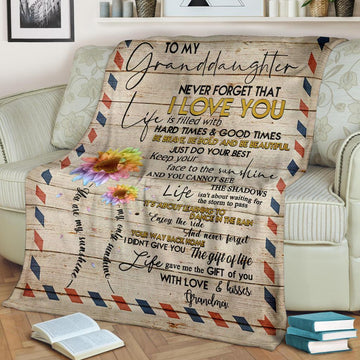 litzzy To My Granddaughter Fleece Blanket Lath0408208 Quilt Blanket   