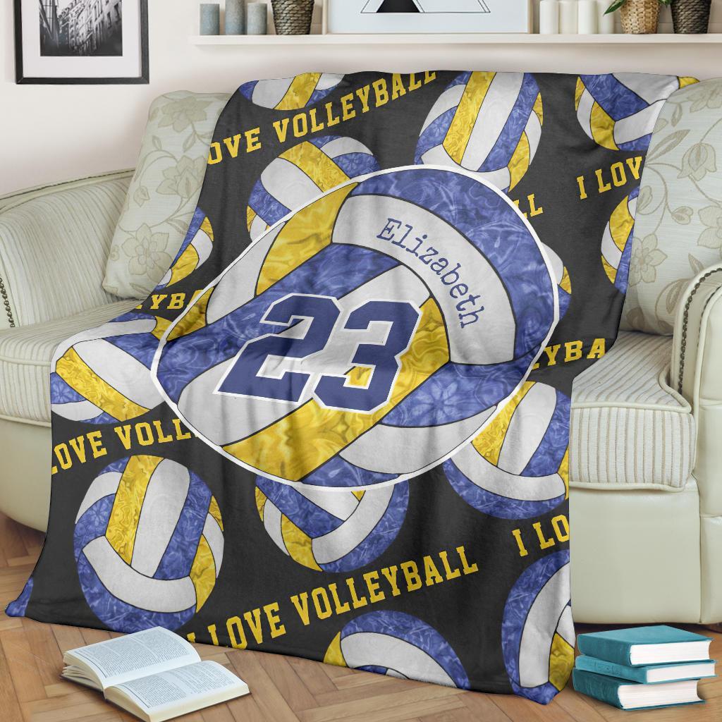 litzzy Blue Gold White - I Love Vlb Collection Fleece Blanket - Ty0611202 Quilt Blanket   