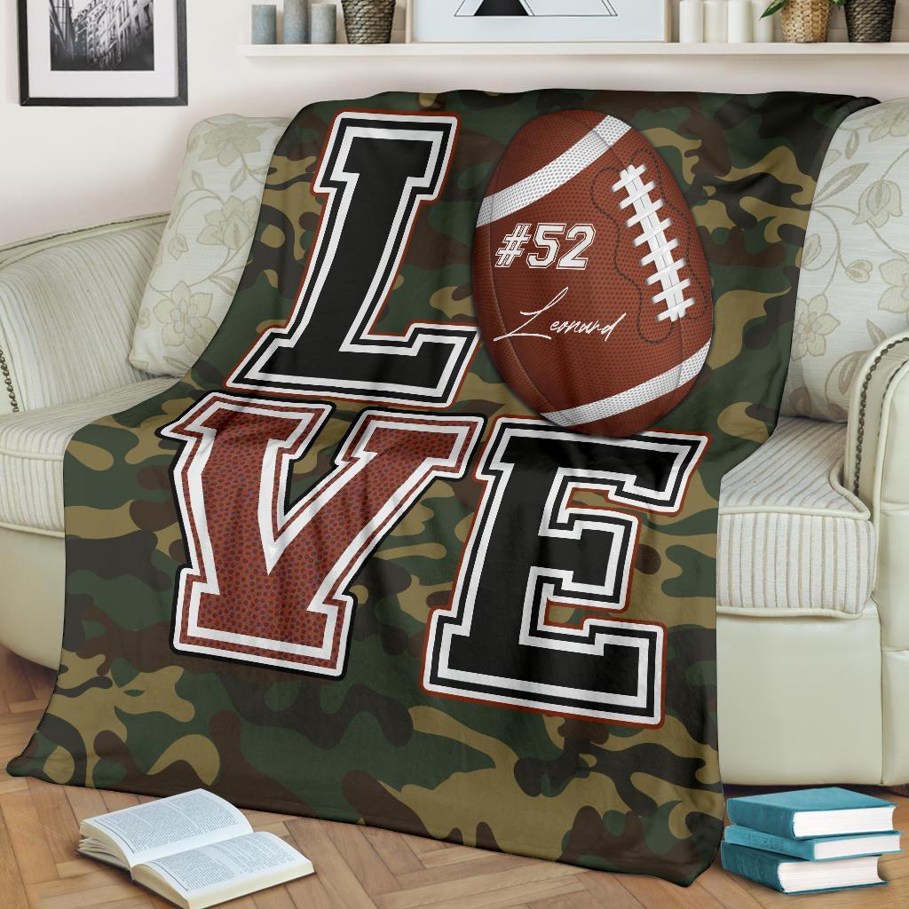 litzzy Personalized Love Football Fleece Blanket - Lath2411204 Quilt Blanket   