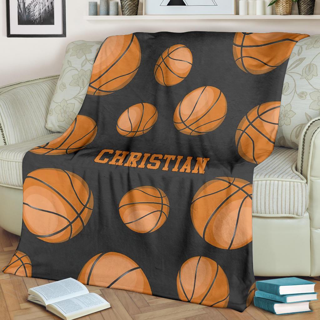litzzy Collection Personalized Basketball Pattern Fleece Blanket - Nh0911201 Quilt Blanket BLACK 60 X 80 