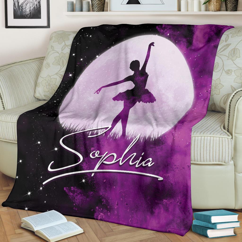 litzzy Personalized Ballet Moon Collection Fleece Blanket - Tlno1110202Ki Quilt Blanket   