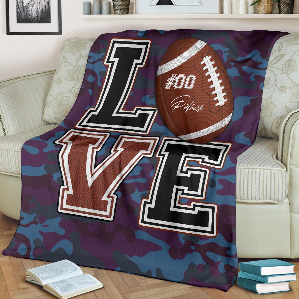 litzzy Personalized Love Football Fleece Blanket - Lath2411204 Quilt Blanket   