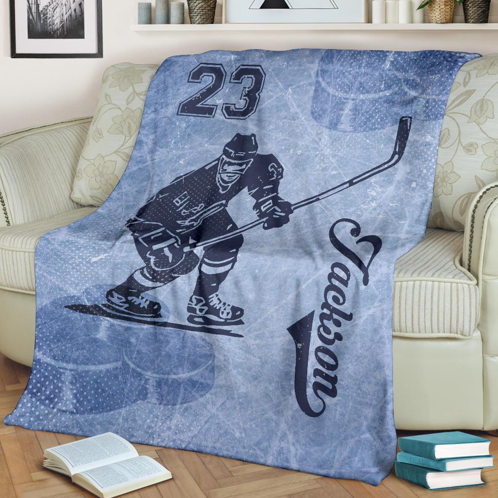 litzzy Personalized Hockey Fleece Blanket - Lath1408206Ki Quilt Blanket   