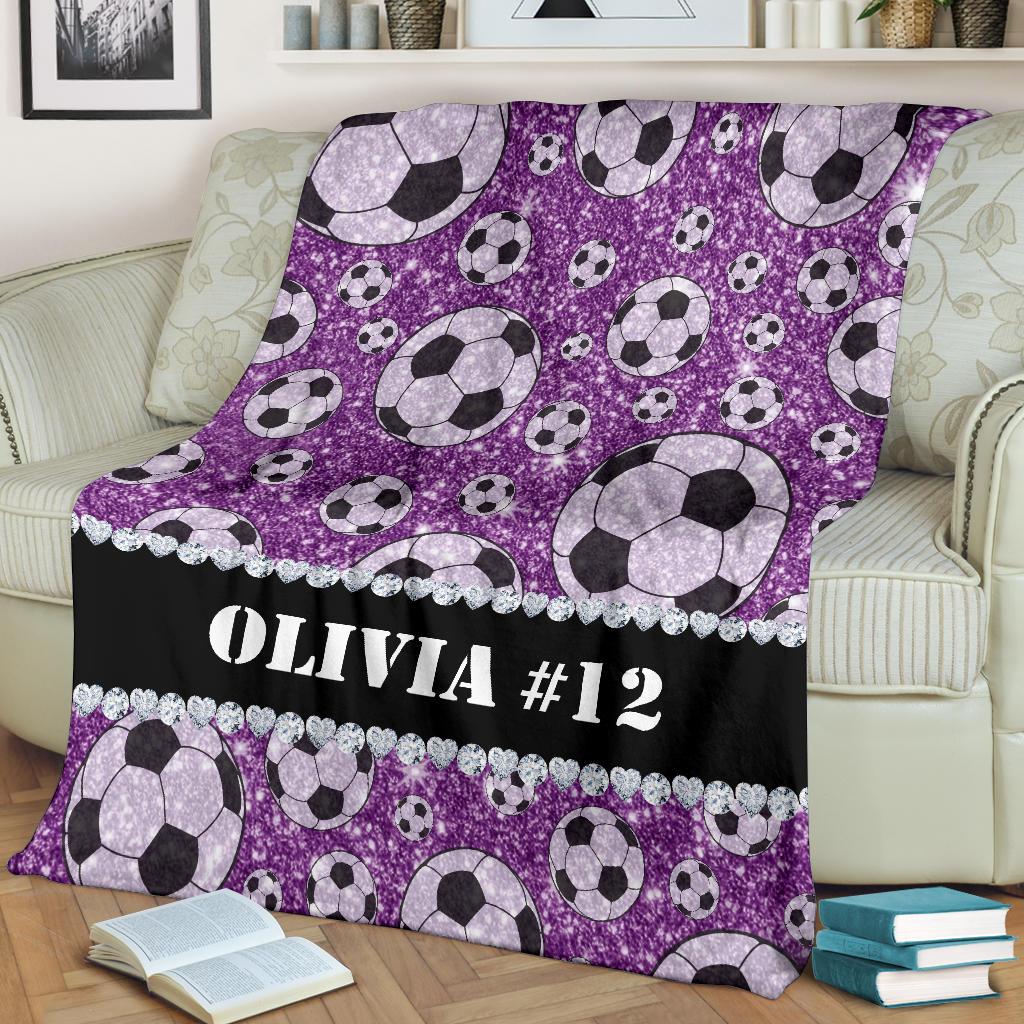 litzzy Personalized Soccer Glitter Fleece Blanket - Tlnh1311203 Quilt Blanket   