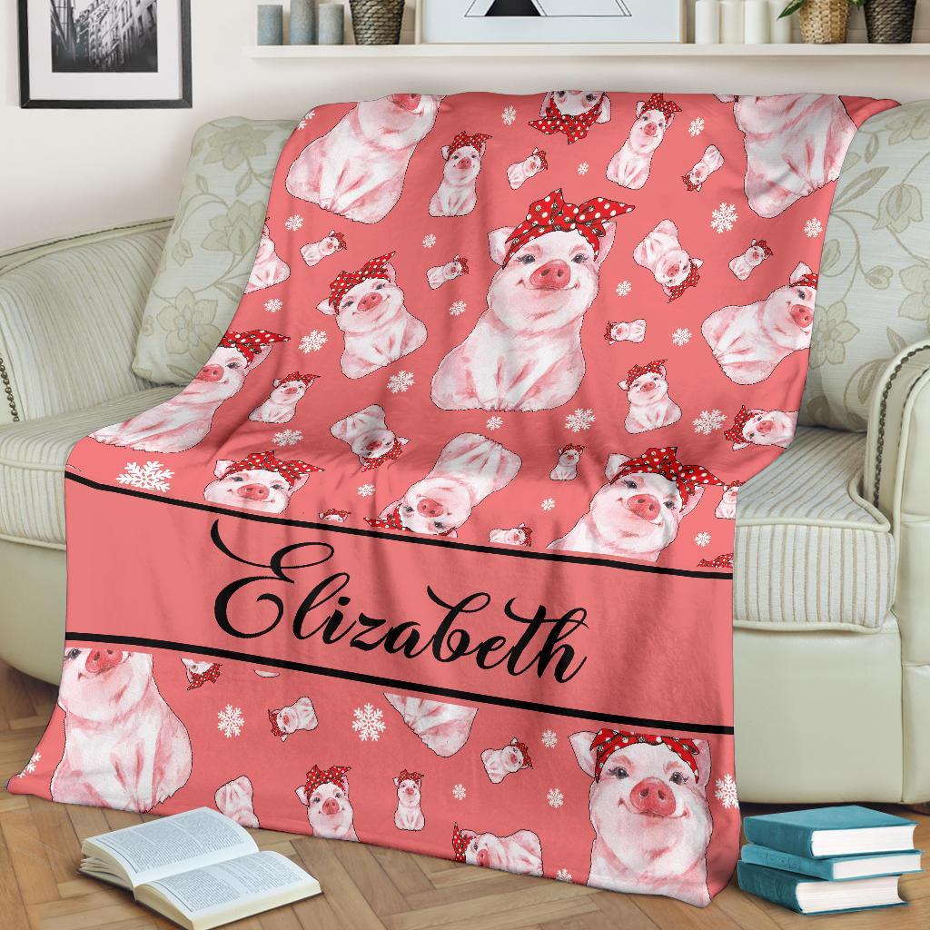 litzzy Personalized Pigs Fleece Blanket - Tlnb1811201 Quilt Blanket   