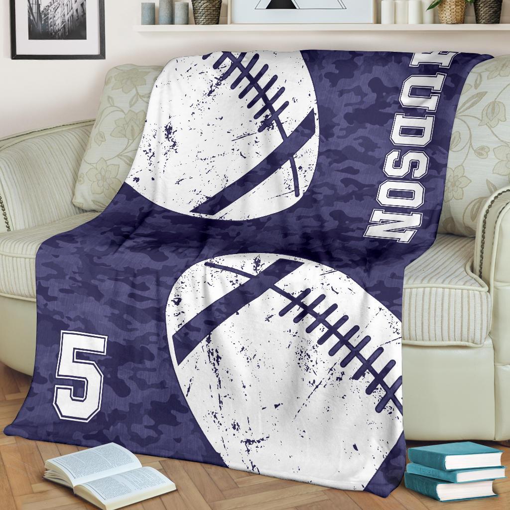 litzzy Personalized Football 2 Balls Collection Fleece Blanket - Tlnh1011202 Quilt Blanket BLUE 50 X 60 
