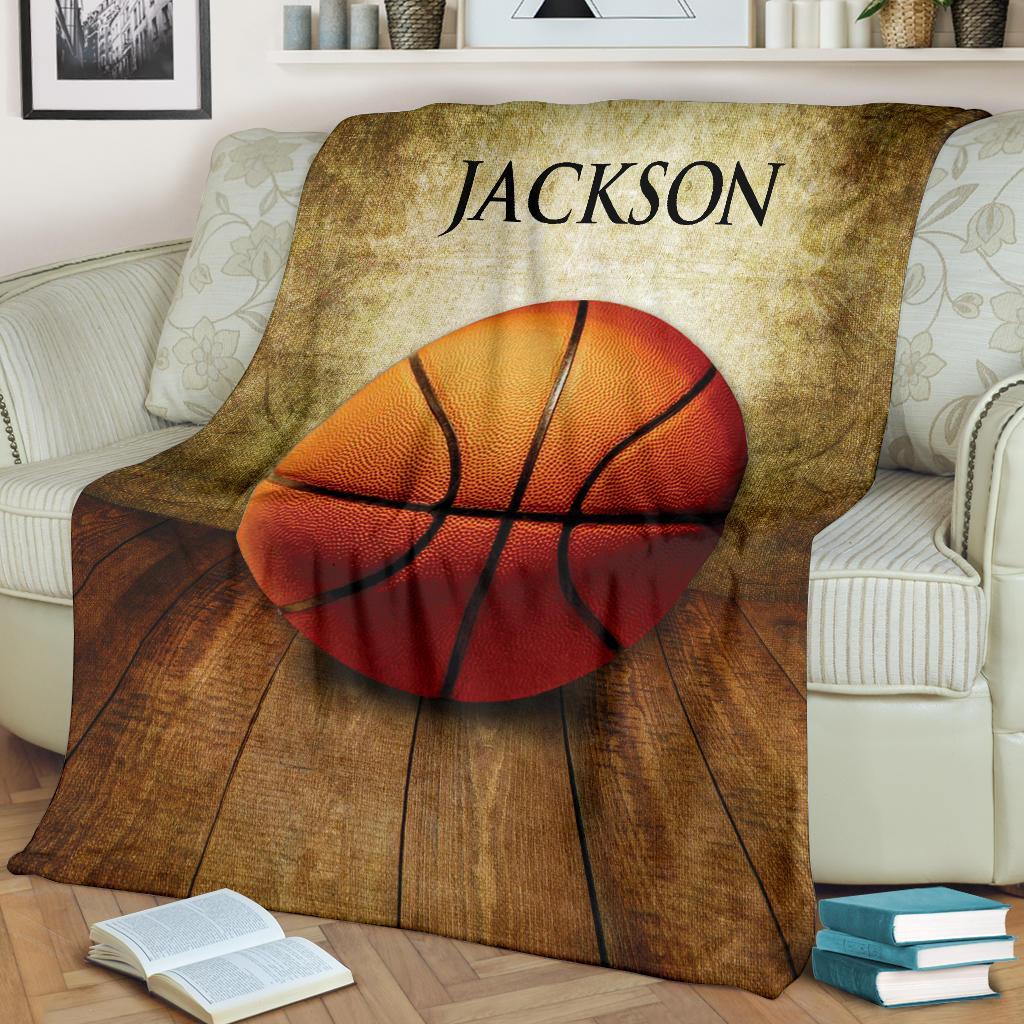 litzzy Personalized Basketball Wood Vintage Fleece Blanket - Tlno0920112 Quilt Blanket   