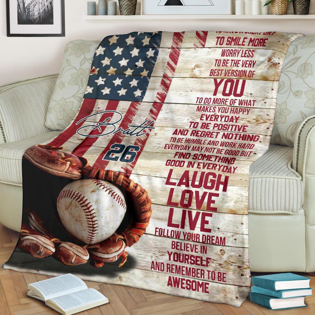 litzzy Personalized Baseball Today Is A Good Day Fleece Blanket - Tlnb1011201 Quilt Blanket   