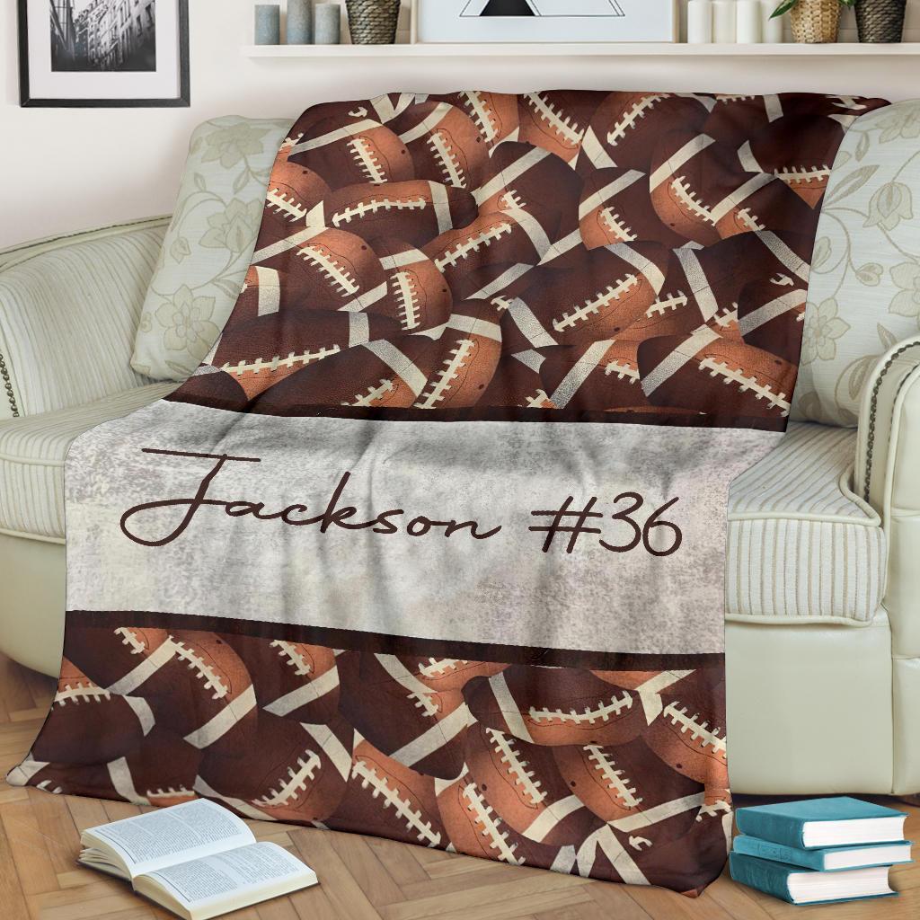 litzzy Personalized Vintage Football Texture Fleece Blanket - Tlnh2411201 Quilt Blanket   