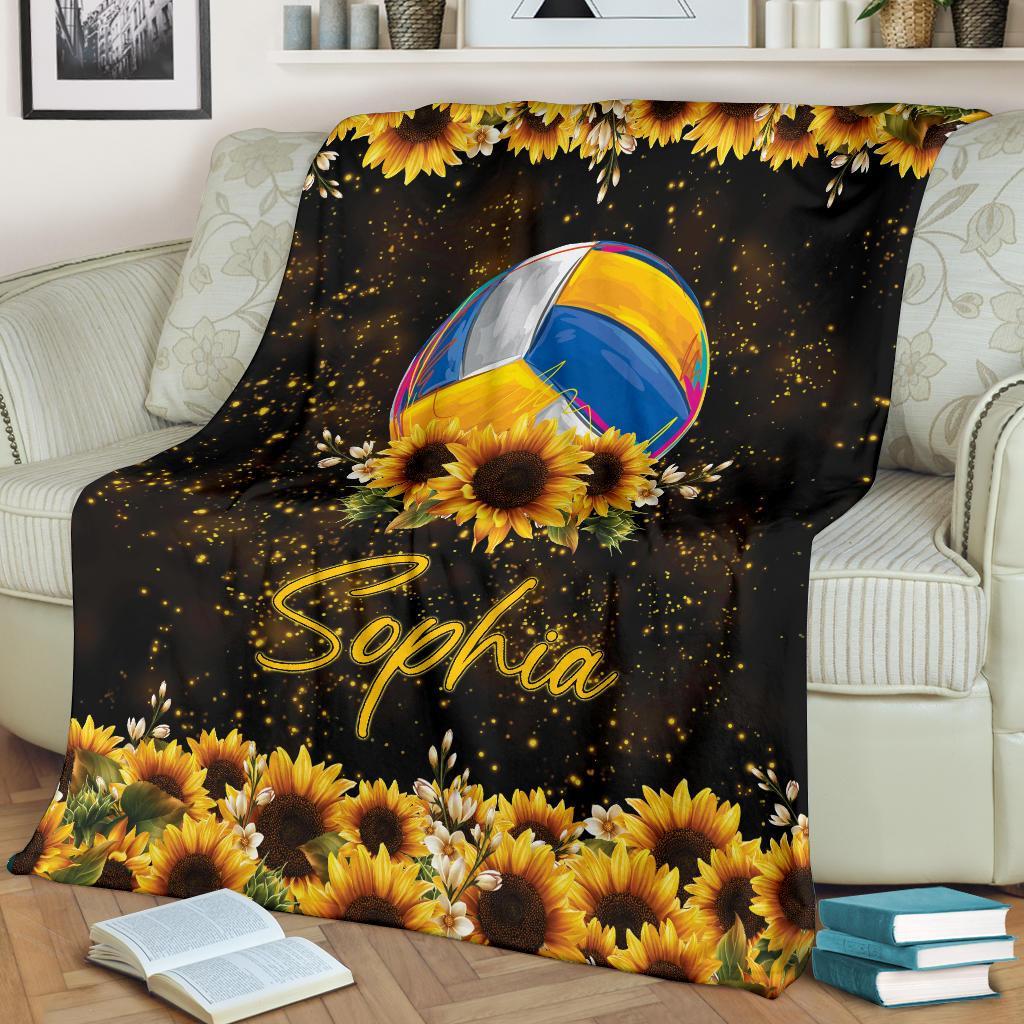 litzzy Personalized Volleyball Sunflower Fleece Blanket - Tlnh2111201 Quilt Blanket   
