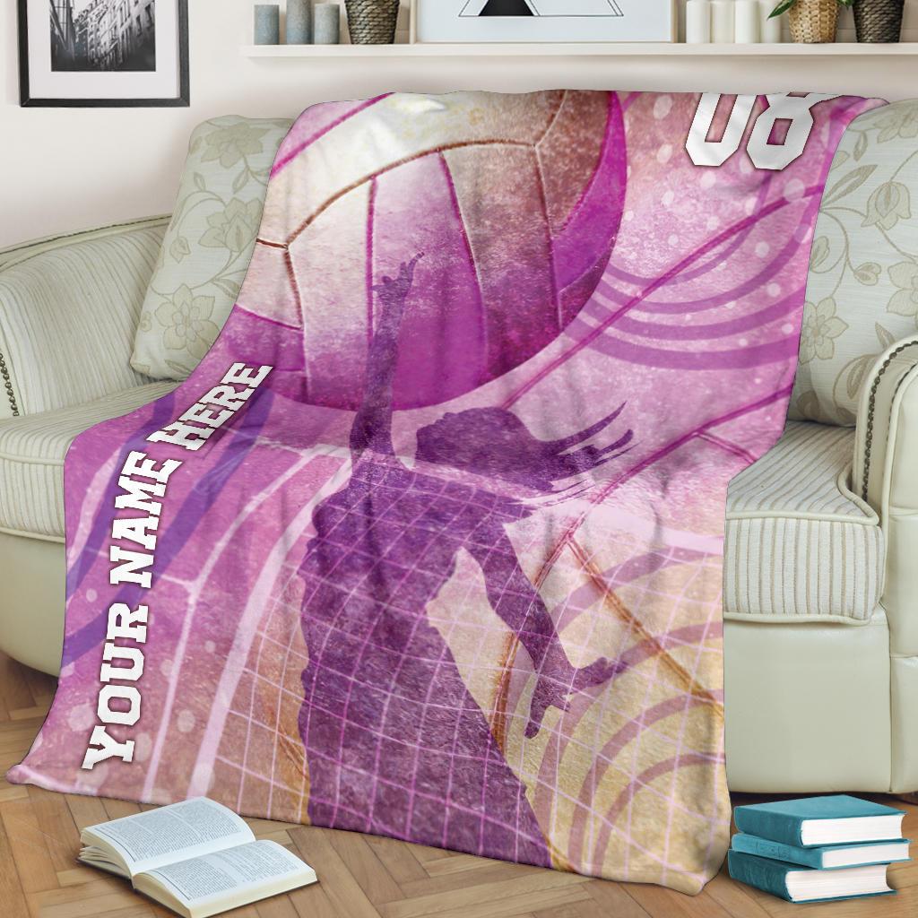 litzzy Personalized Collection Volleyball Girl Fleece Blanket - Tlty0212202 Quilt Blanket   