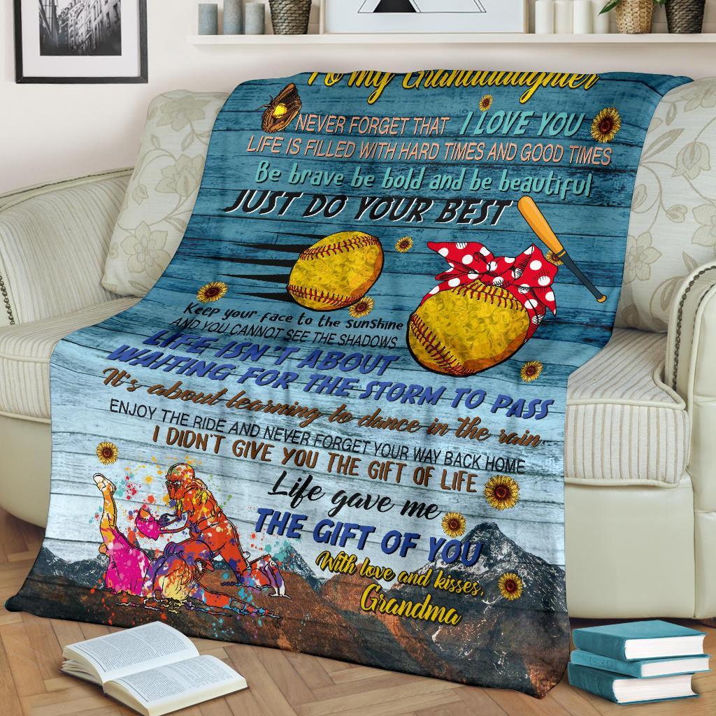 litzzy Softball - To My Granddaughter Fleece Blanket - Nh050820Ki Quilt Blanket   