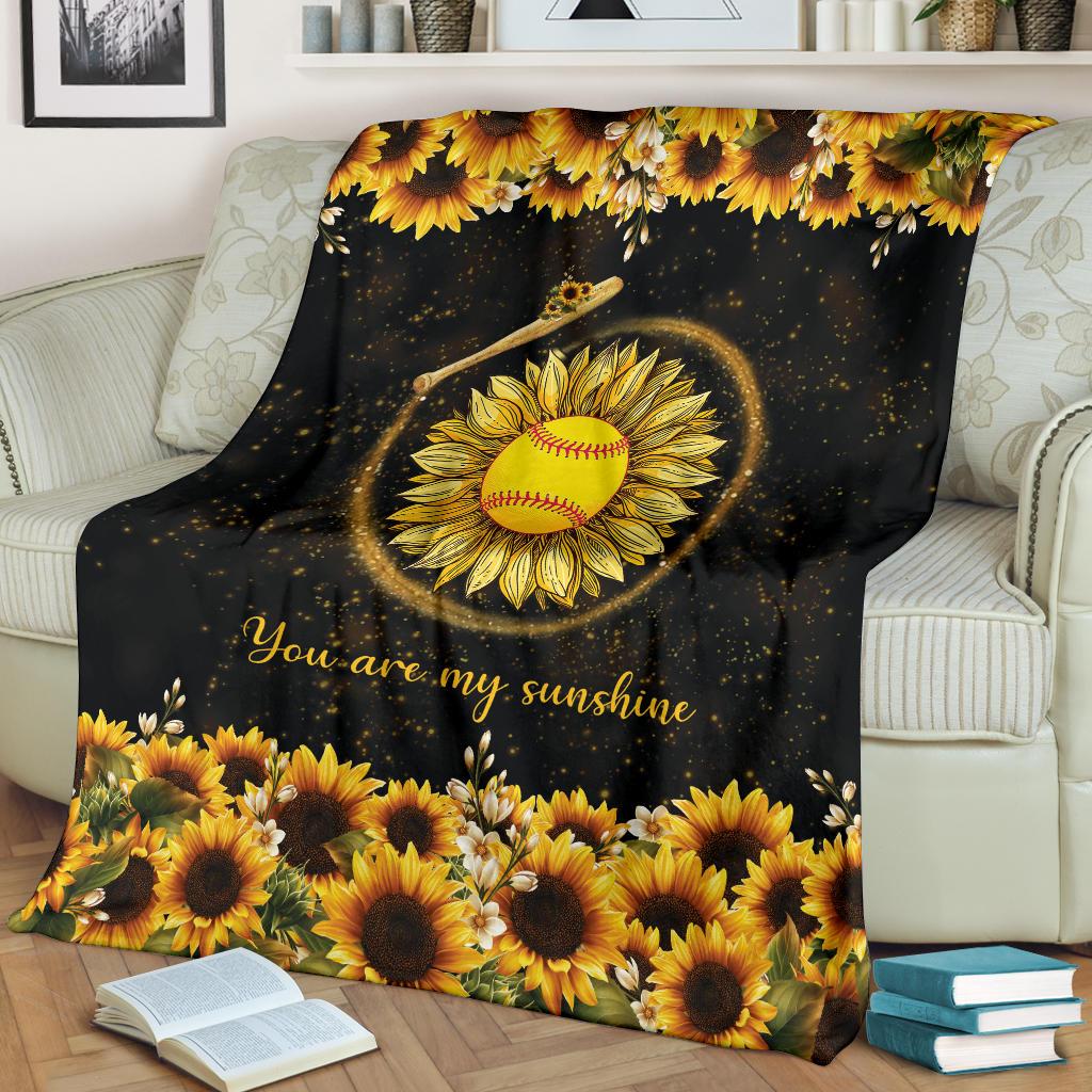 litzzy Softball You Are My Sunshine Premium Fleece Blanket Nh170520Ki Quilt Blanket   