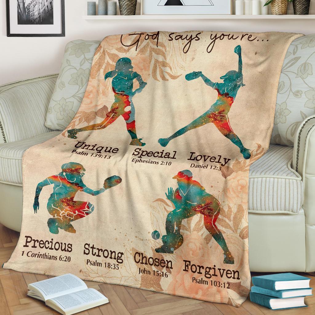 litzzy Softball Gd Says You Are Fleece Blanket - Tlno1711201 Quilt Blanket   