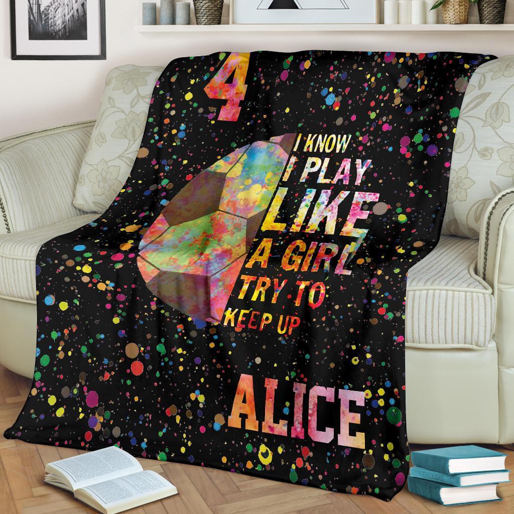 litzzy Personalized Play Like A Girl Soccer Fleece Blanket - Tltm2411201 Quilt Blanket   
