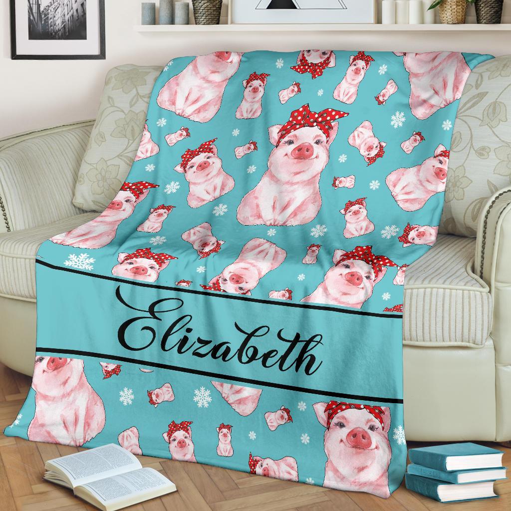 litzzy Personalized Pigs Fleece Blanket - Tlnb1811201 Quilt Blanket   