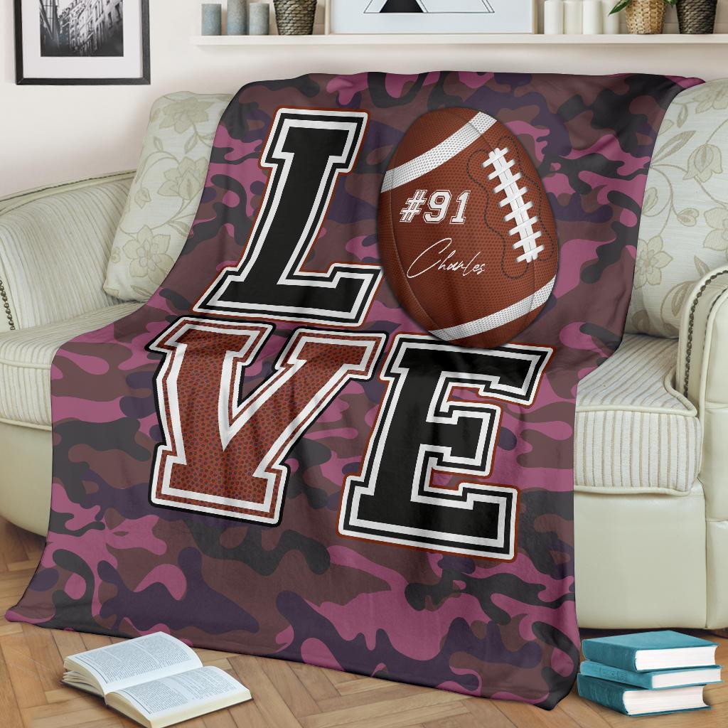 litzzy Personalized Love Football Fleece Blanket - Lath2411204 Quilt Blanket   